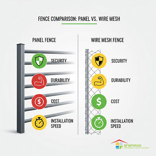 مقایسه فنس میله‌ای و فنس مفتولی