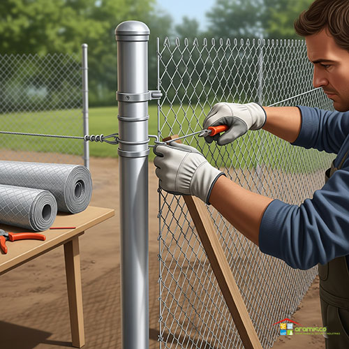 مراحل گام‌به‌گام نصب فنس توری حصاری - نصب سیم کشی در بالا و پایین